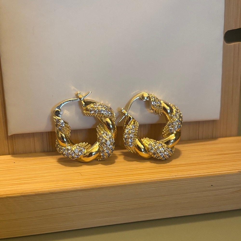 Pretty Bird Gold and Silver Twisted Hoop Earrings